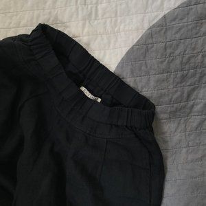 Black Crane linen Carpenter Pant in Faded Black